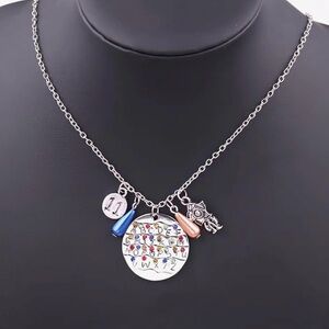 Stranger Things Themed Charm Necklace with Alphabet Wall + 3 Charms & Gift 🎁